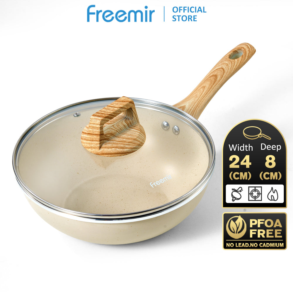 freemir 24 CM Single Bottom Non-Stick Frying Pan with Lid