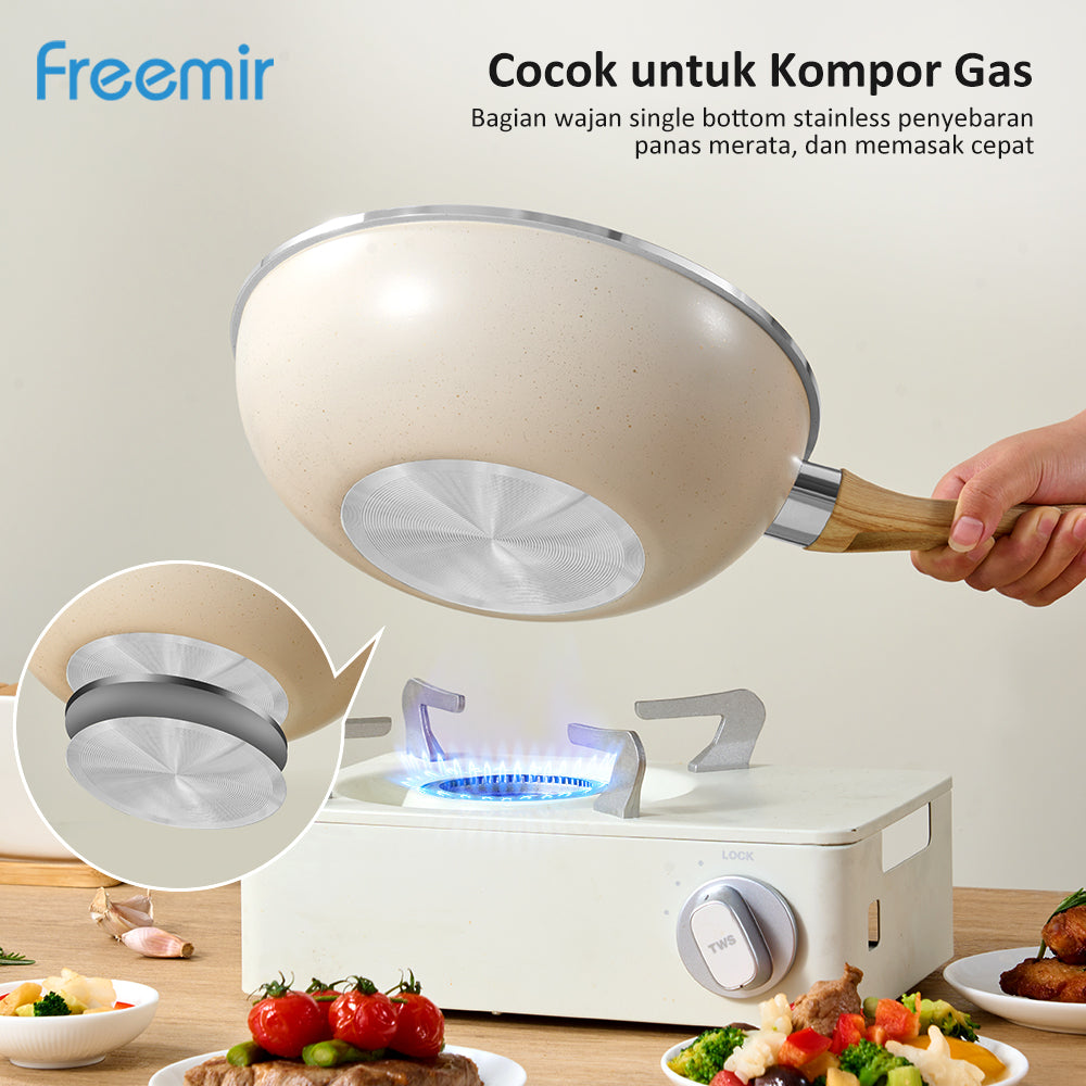freemir Wajan Anti Lengket 24 CM Single Bottom dengan Tutup