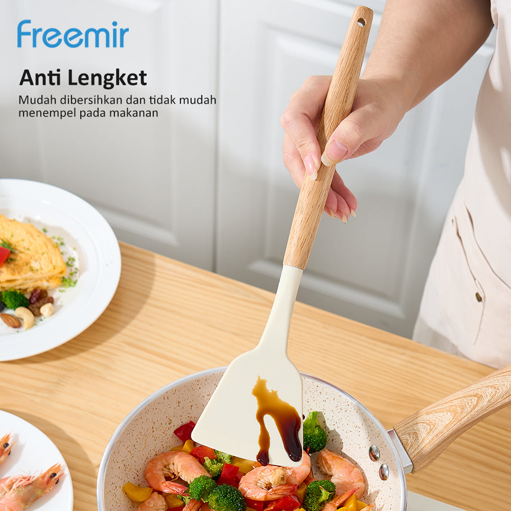 NEW freemir Spatula Sutil Silikon Beige Anti Leleh Tahan Suhu Panas Premium