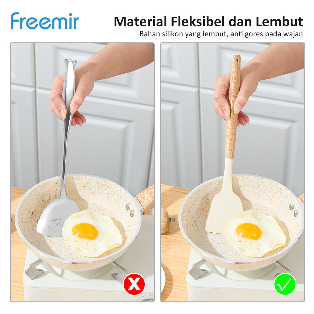 NEW freemir Spatula Sutil Silikon Beige Anti Leleh Tahan Suhu Panas Premium