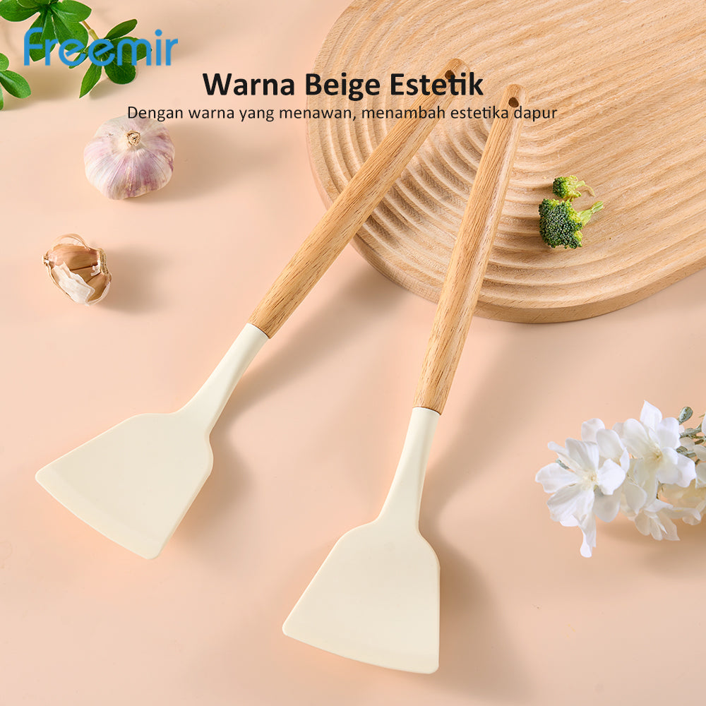 NEW freemir Spatula Sutil Silikon Beige Anti Leleh Tahan Suhu Panas Premium