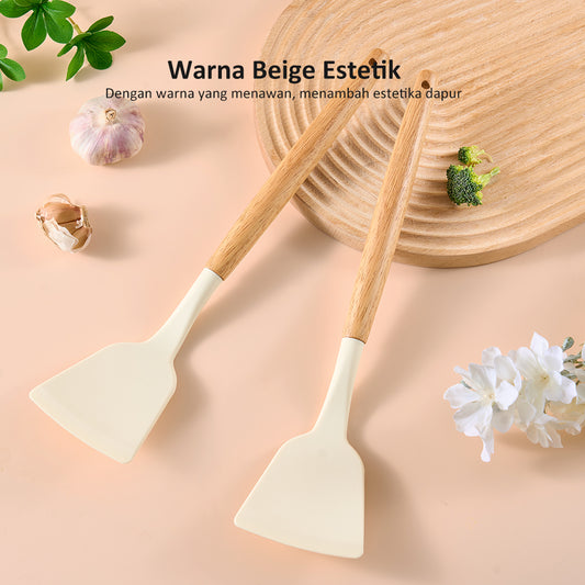 freemir (BUNDLE DUA) Spatula Sutil Silikon Beige Anti Leleh Tahan Suhu Panas Premium