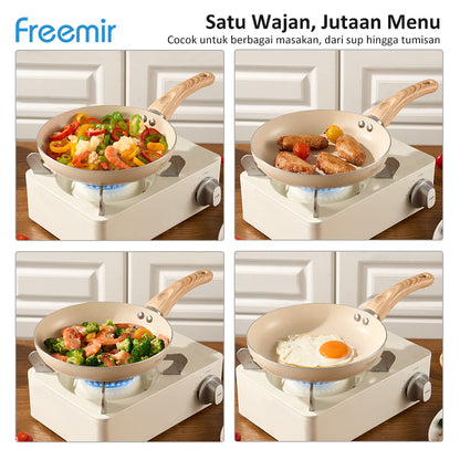 freemir 20 CM Single Bottom Frying Pan with Wooden Handle