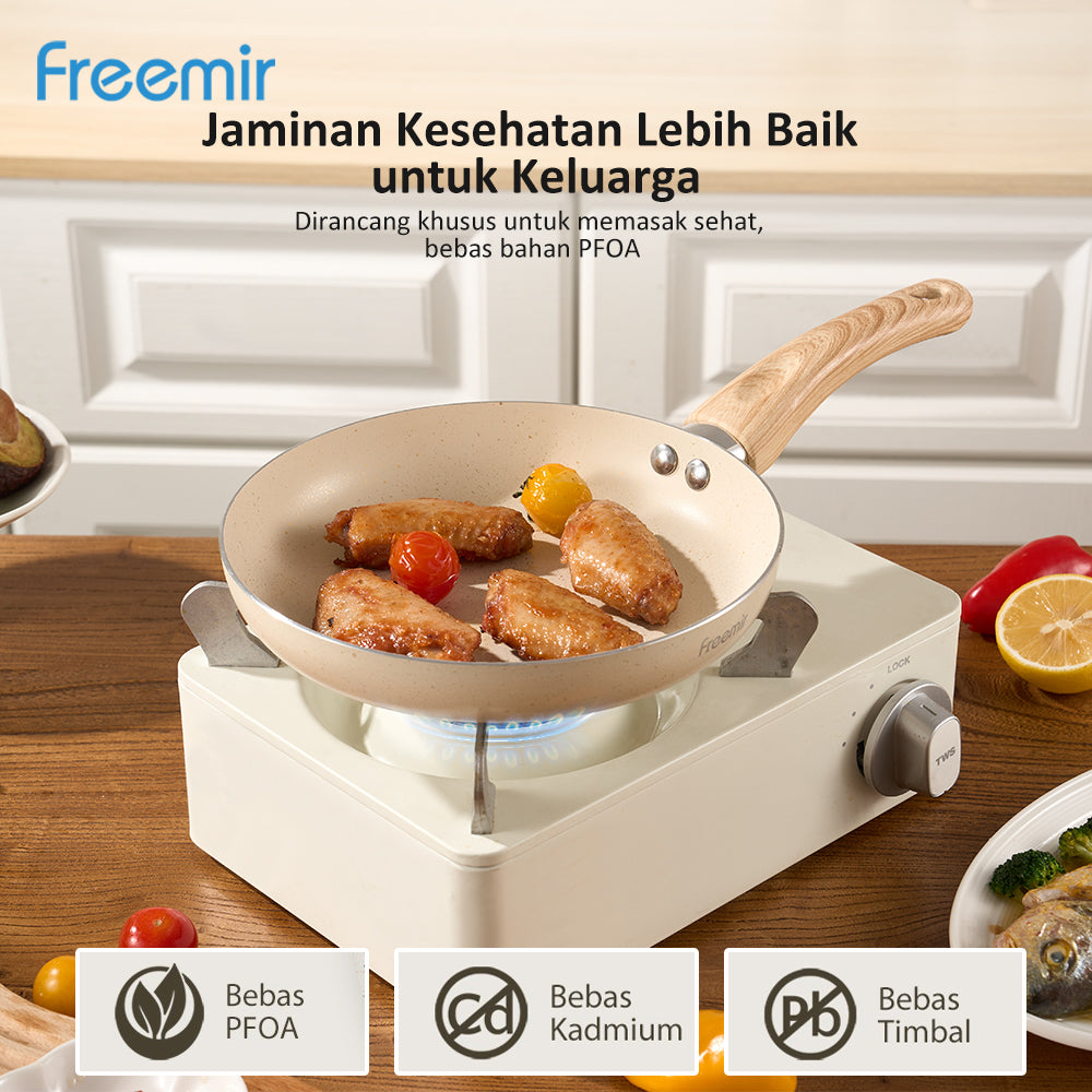 freemir Panci Penggorengan Single Bottom 20 CM dengan Gagang Kayu