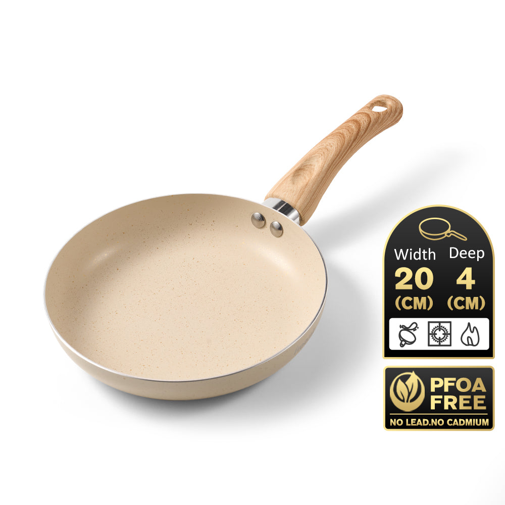 freemir 20 CM Single Bottom Frying Pan with Wooden Handle