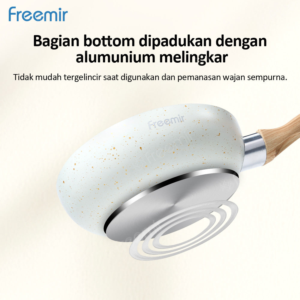 freemir Wok Pan Anti Lengket Single Bottom 16 CM - Beige