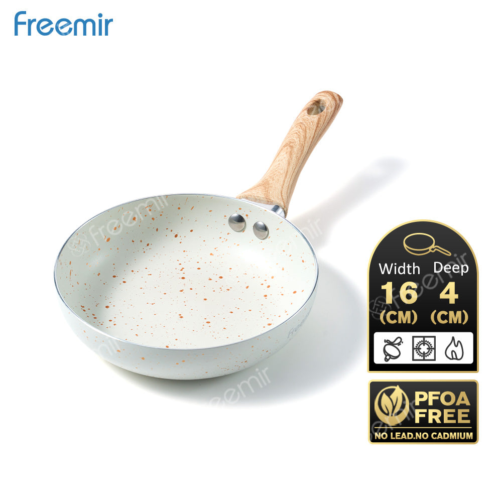 freemir Wok Pan Anti Lengket Single Bottom 16 CM - Beige
