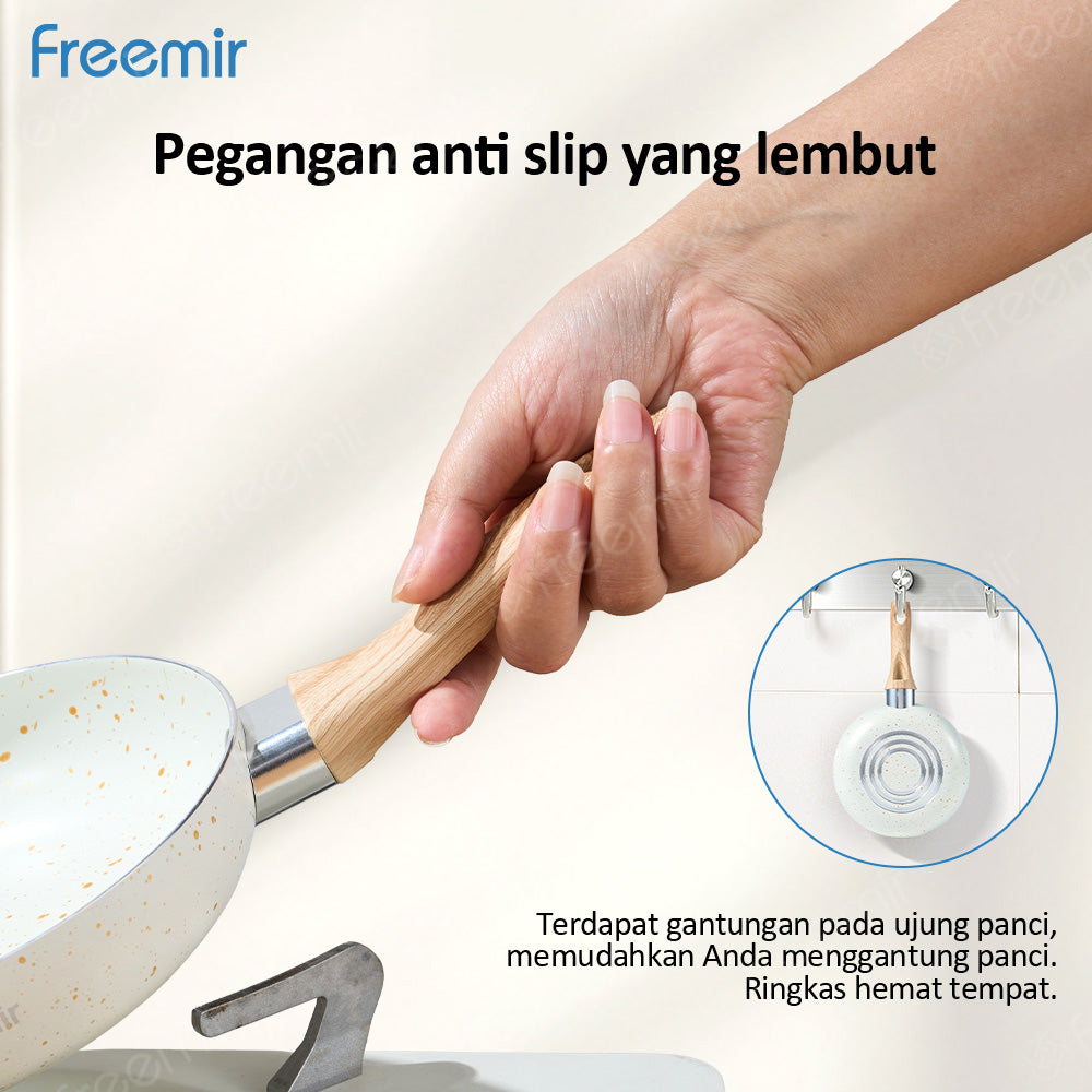 freemir Wok Pan Anti Lengket Single Bottom 16 CM - Beige