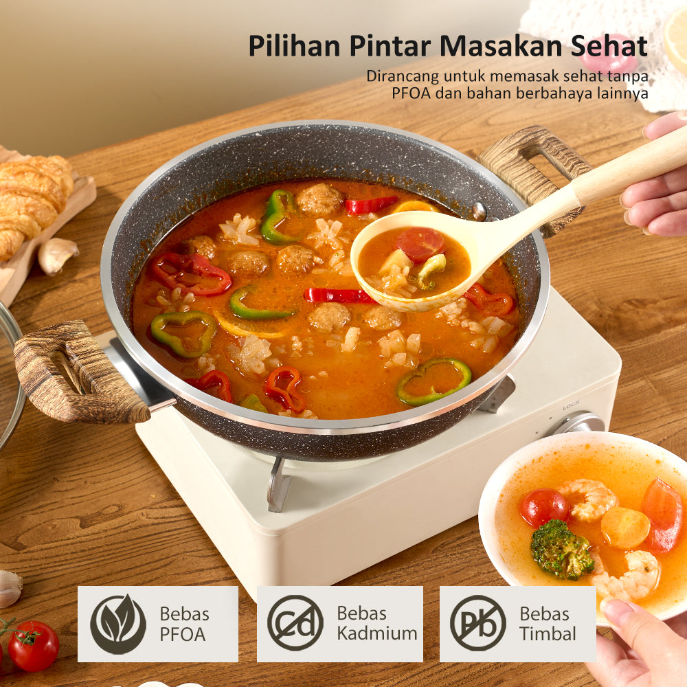 Freemir Panci Dua Pegangan Single Bottom Anti Lengket 24 CM