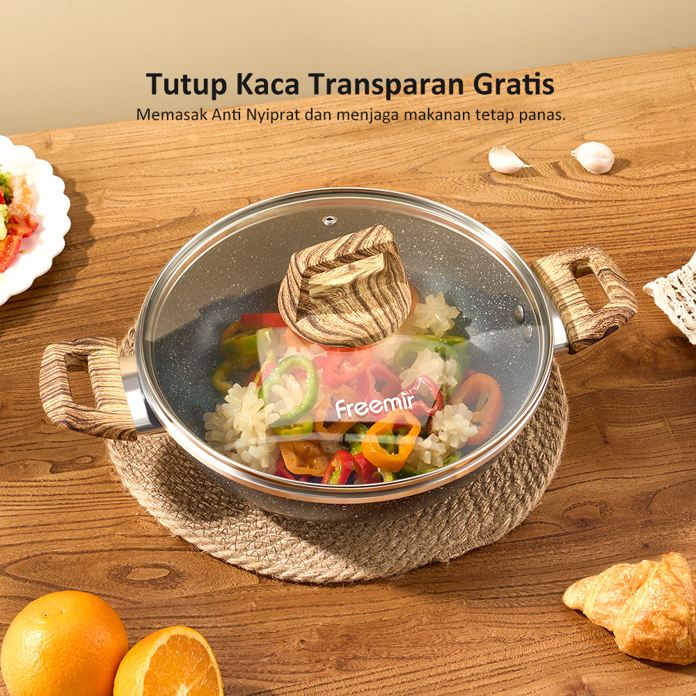 Freemir Panci Dua Pegangan Single Bottom Anti Lengket 24 CM