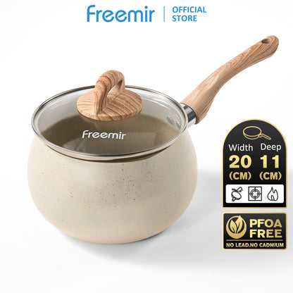 freemir 16 CM Double Bottom Non-Stick Milk Pan with Lid