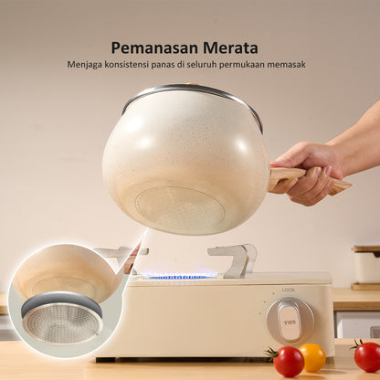 freemir 16 CM Double Bottom Non-Stick Milk Pan with Lid