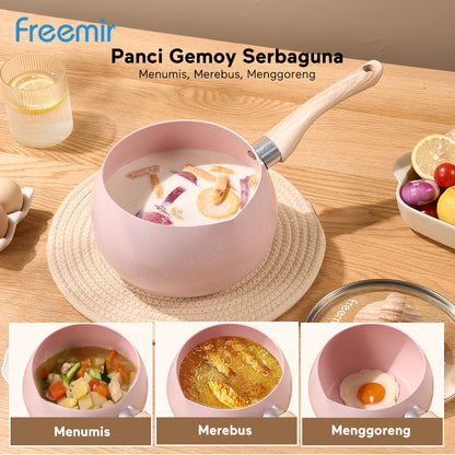 freemir 16 CM Single Bottom Non-Stick Milk Pan with Glass Lid