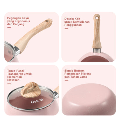 freemir 16 CM Single Bottom Non-Stick Milk Pan with Glass Lid