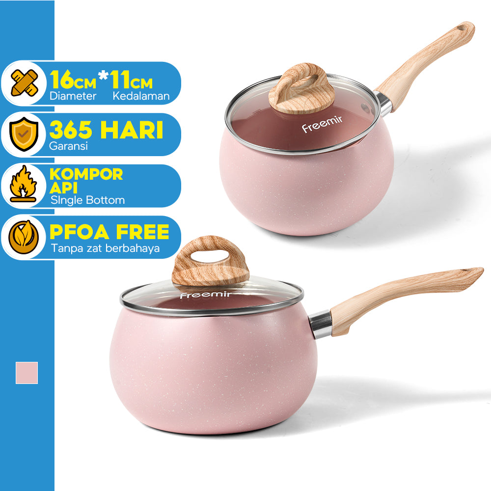 freemir Panci Susu Anti Lengket 16 CM Single Bottom dengan Tutup Kaca
