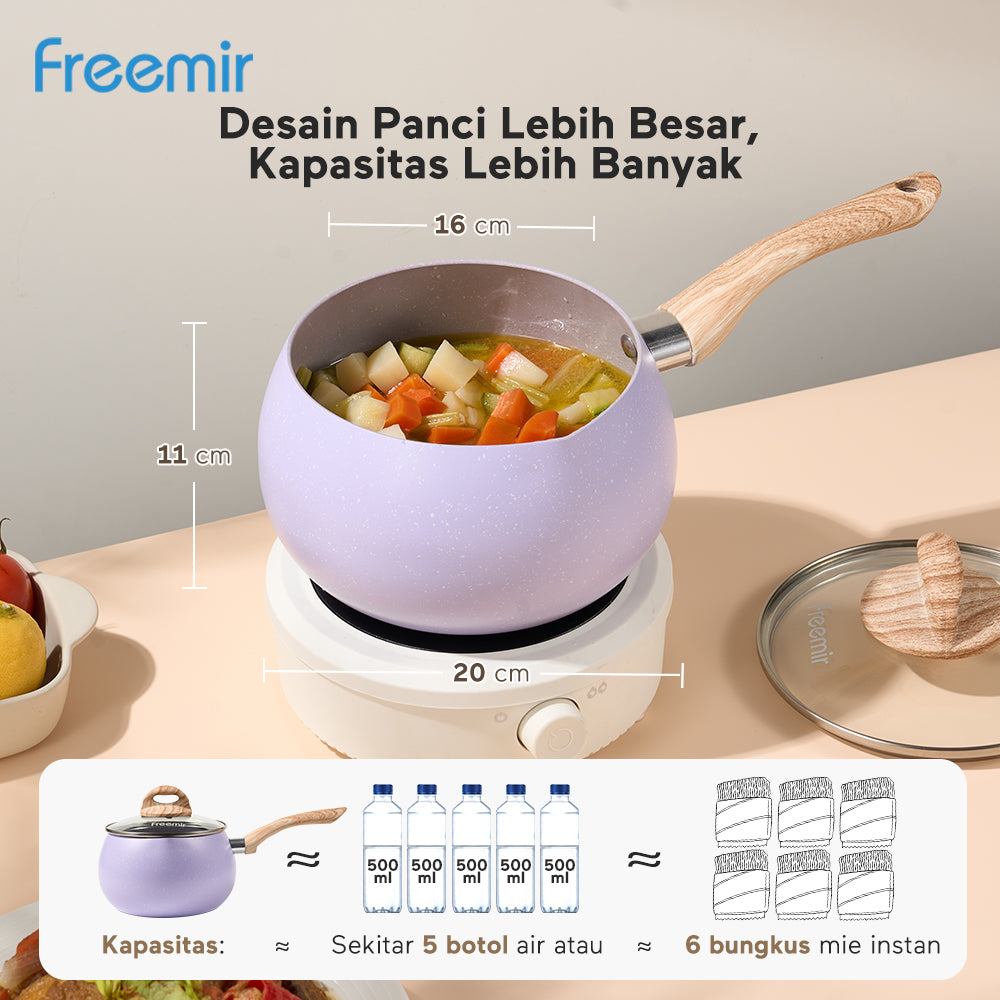 Panci Susu Gemoy 16 CM dengan Tutup Kaca - Ungu