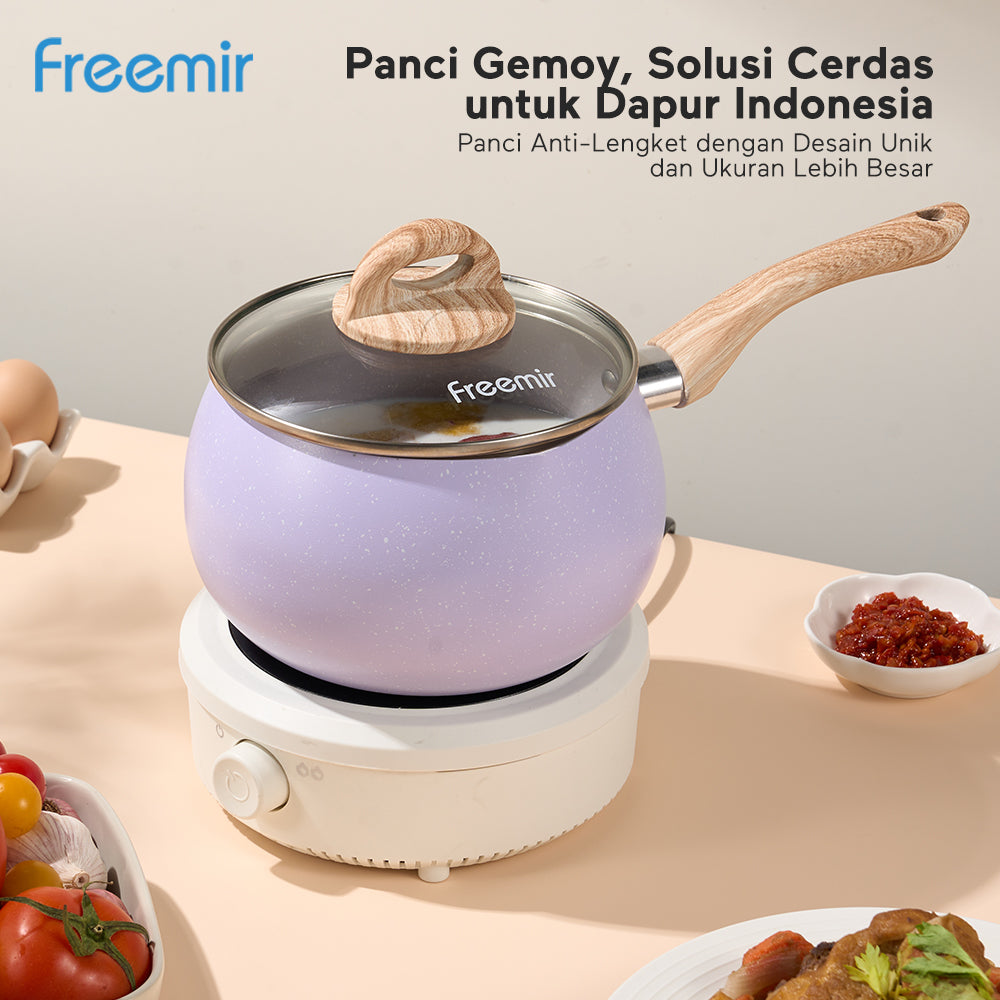 Panci Susu Gemoy 16 CM dengan Tutup Kaca - Ungu