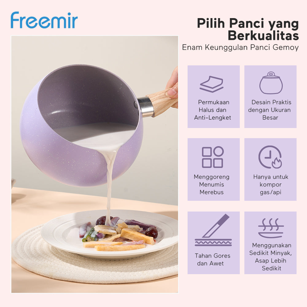 Panci Susu Gemoy 16 CM dengan Tutup Kaca - Ungu