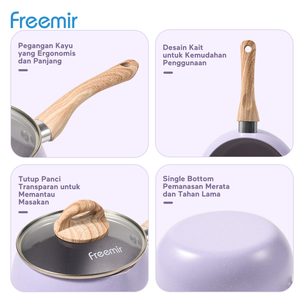 Panci Susu Gemoy 16 CM dengan Tutup Kaca - Ungu