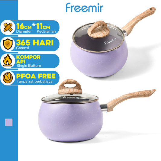 Panci Susu Gemoy 16 CM dengan Tutup Kaca - Ungu