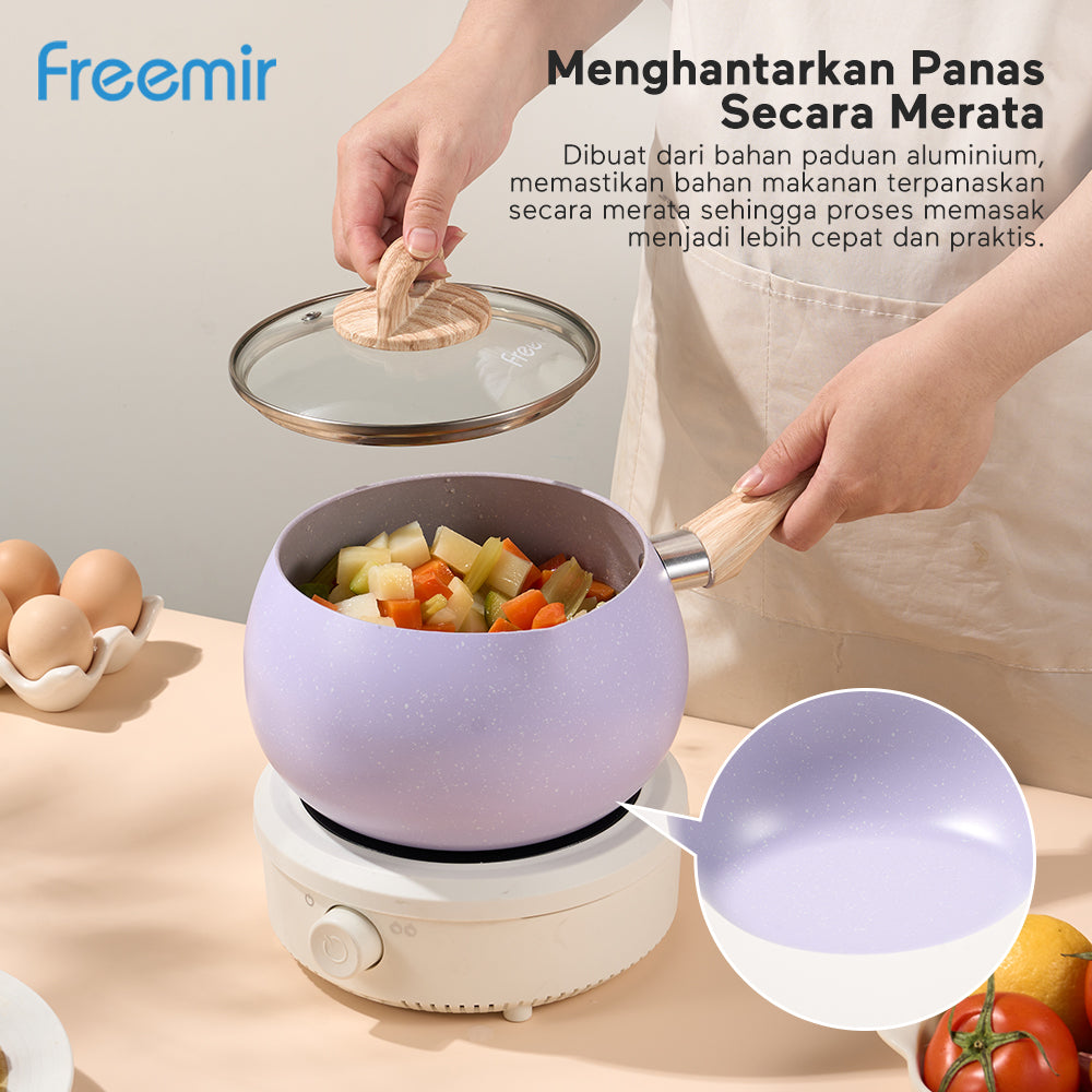 Panci Susu Gemoy 16 CM dengan Tutup Kaca - Ungu