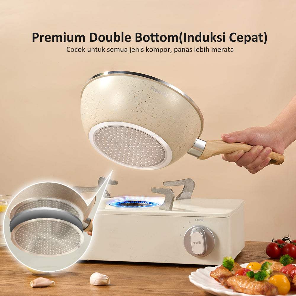 freemir Wok Pan 20 CM Double Bottom Anti Lengket