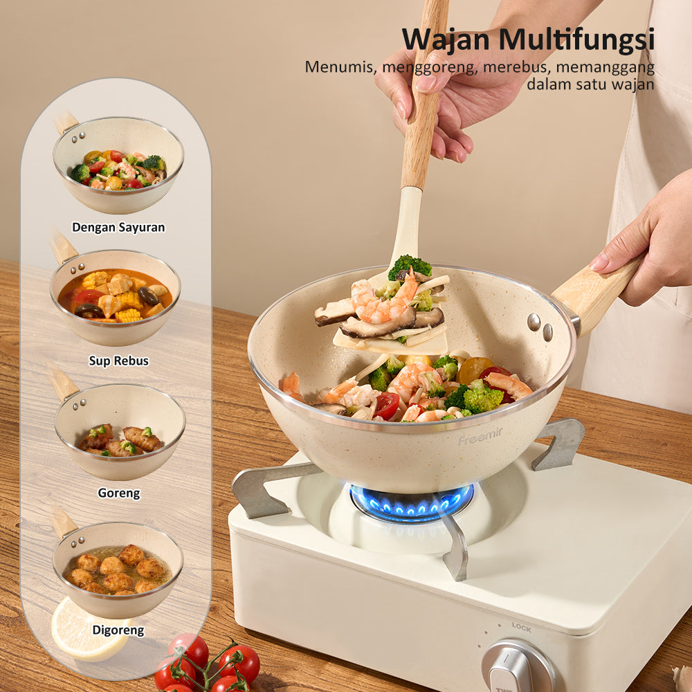 freemir Wok Pan 20 CM Double Bottom Anti Lengket