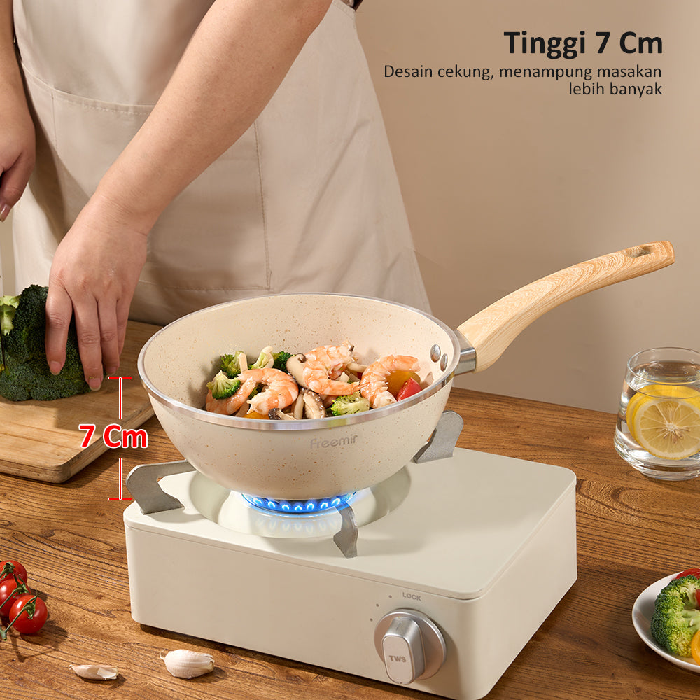 freemir Wok Pan 20 CM Double Bottom Anti Lengket
