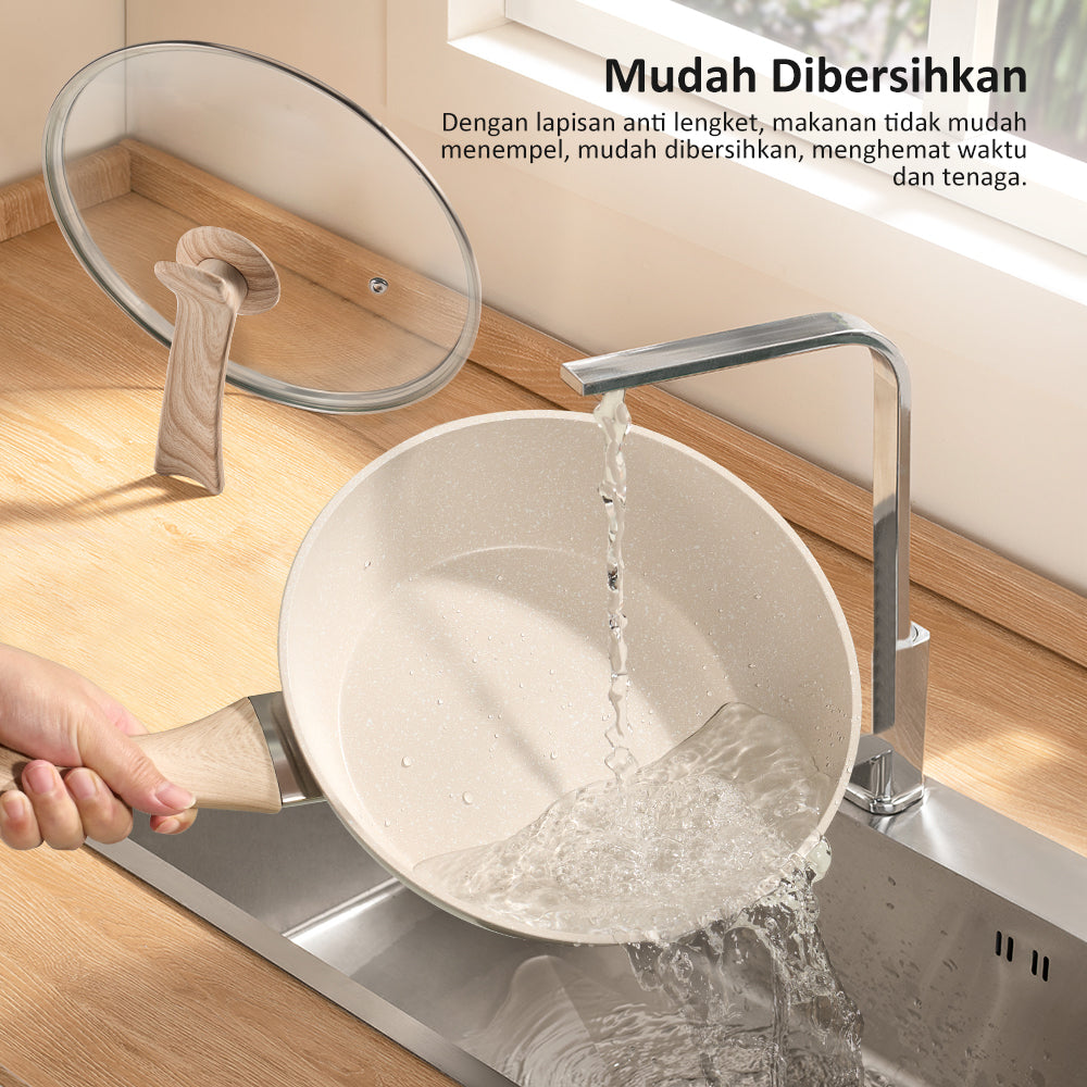 freemir 24 CM Non-Stick Double Bottom Frying Pan with Lid