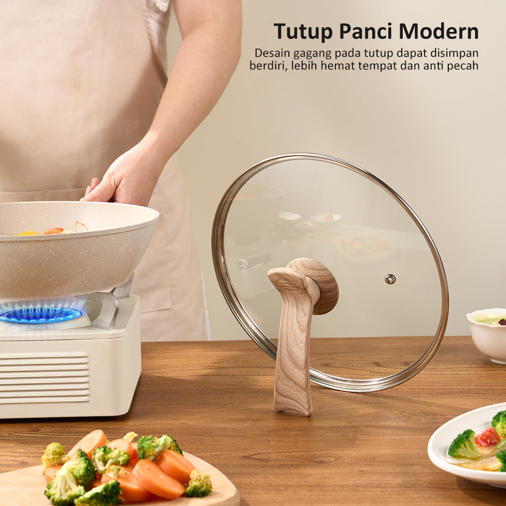 freemir 24 CM Non-Stick Double Bottom Frying Pan with Lid