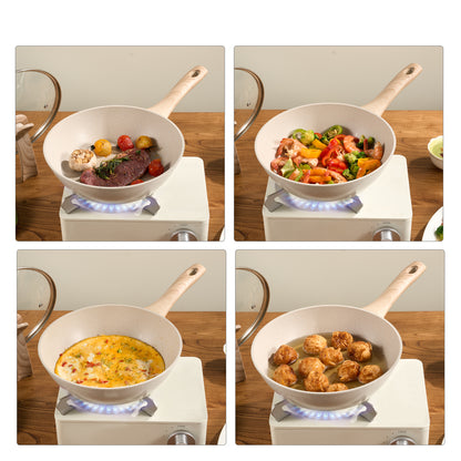 freemir 24 CM Non-Stick Double Bottom Frying Pan with Lid