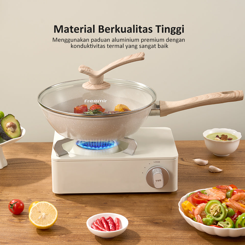 freemir 24 CM Non-Stick Double Bottom Frying Pan with Lid