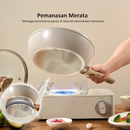 freemir 24 CM Non-Stick Double Bottom Frying Pan with Lid