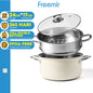 freemir 24 CM Single Bottom Double Layer Steamer with Glass Lid