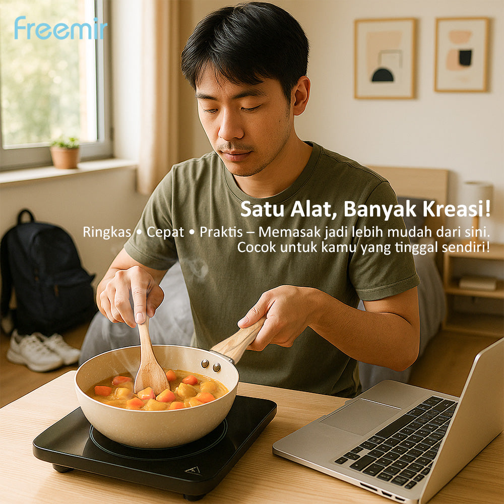 freemir Wok Pan 20 CM Anti Lengket Single Bottom - Beige