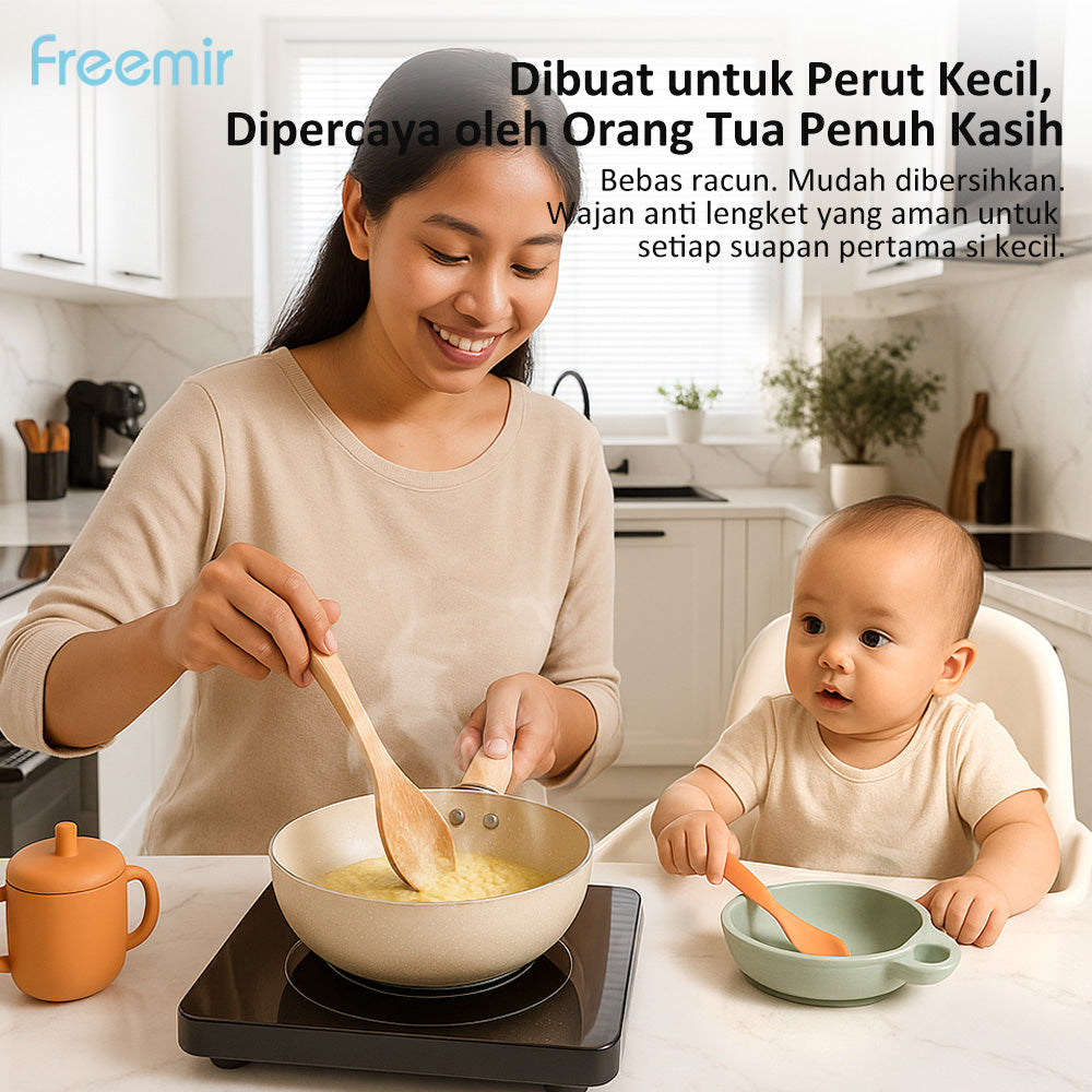 freemir Wok Pan 20 CM Anti Lengket Single Bottom - Beige