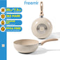 freemir Wok Pan 20 CM Non-Stick Single Bottom - Beige