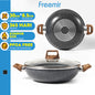 freemir 30 CM Single Bottom Aluminum Pan with Two Handles and Tempered Glass Lid