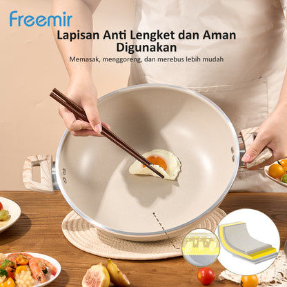 freemir 30 CM Single Bottom Two Handle Frying Pan with Glass Lid