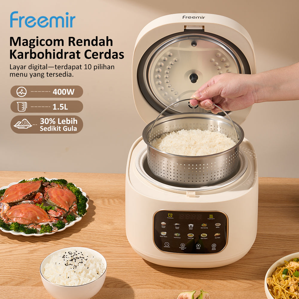 Rice Cooker dengan Layar Sentuh 1.5L Low Watt untuk Kontrol Gula Rendah dan Kalori