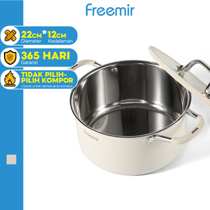 freemir 22 CM Double Bottom Stainless Steel Pan
