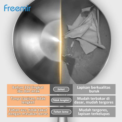 freemir Wajan Stainless Steel Double Bottom 24 CM  dengan Tutup Kaca