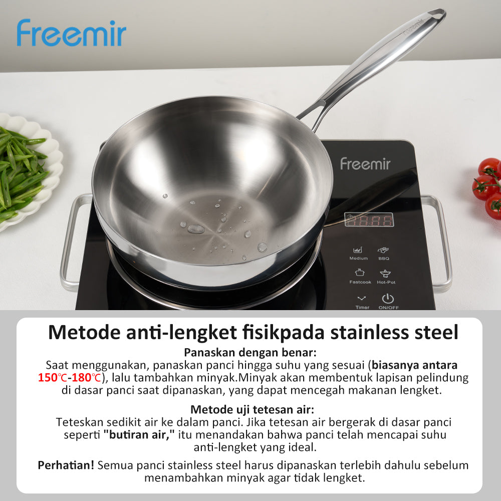 Freemir Wajan Stainless Steel Double Bottom 24 CM  dengan Tutup Kaca