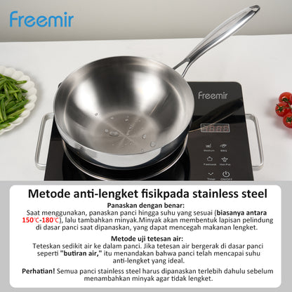 freemir Wajan Stainless Steel Double Bottom 24 CM  dengan Tutup Kaca