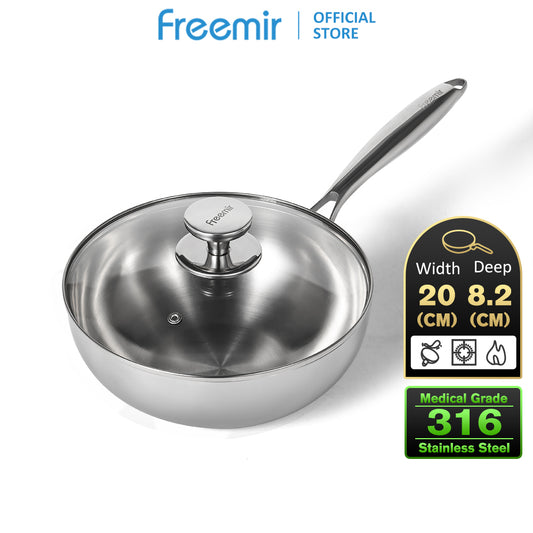 freemir 20 CM Stainless Steel Double Bottom Wok