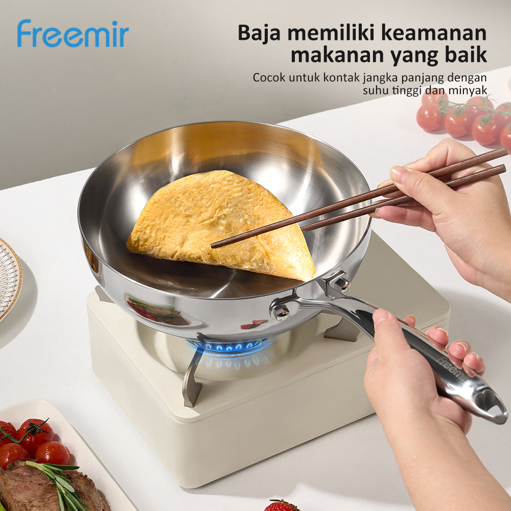 freemir 20 CM Stainless Steel Double Bottom Wok