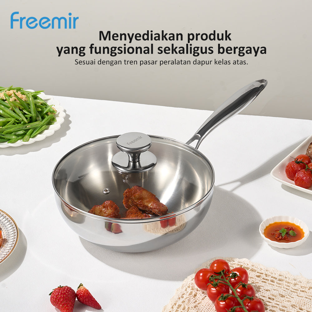 freemir 20 CM Stainless Steel Double Bottom Wok