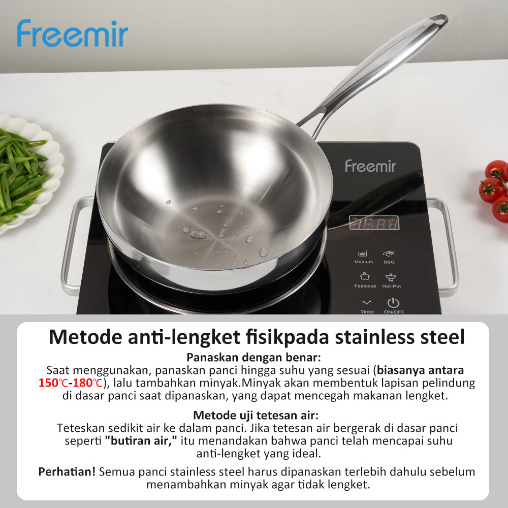 freemir 20 CM Stainless Steel Double Bottom Wok