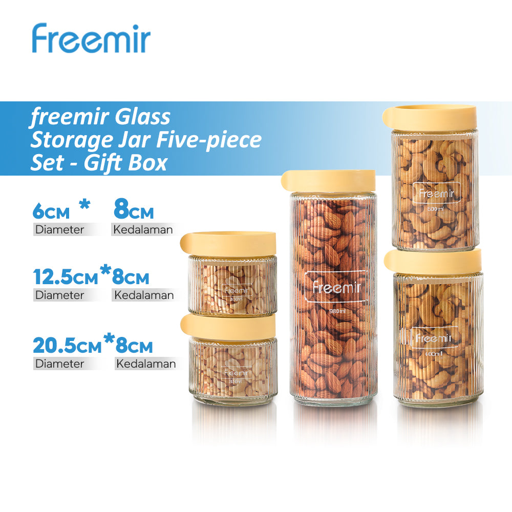 Freemir 5 Pcs Glass Jar Set