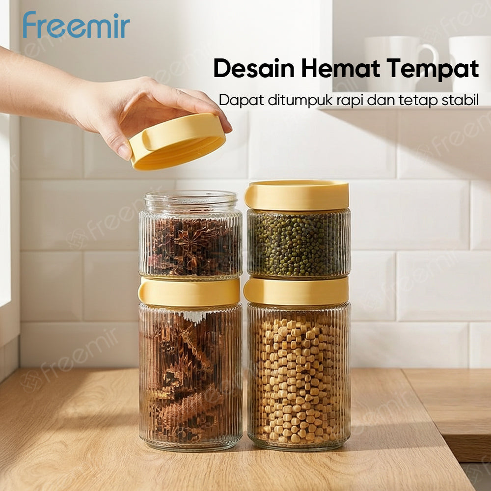 freemir Set Toples Kaca Penyimpanan 4pcs dengan Gift Box